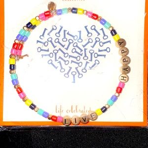 Live Happy Beaded wrap bracelet